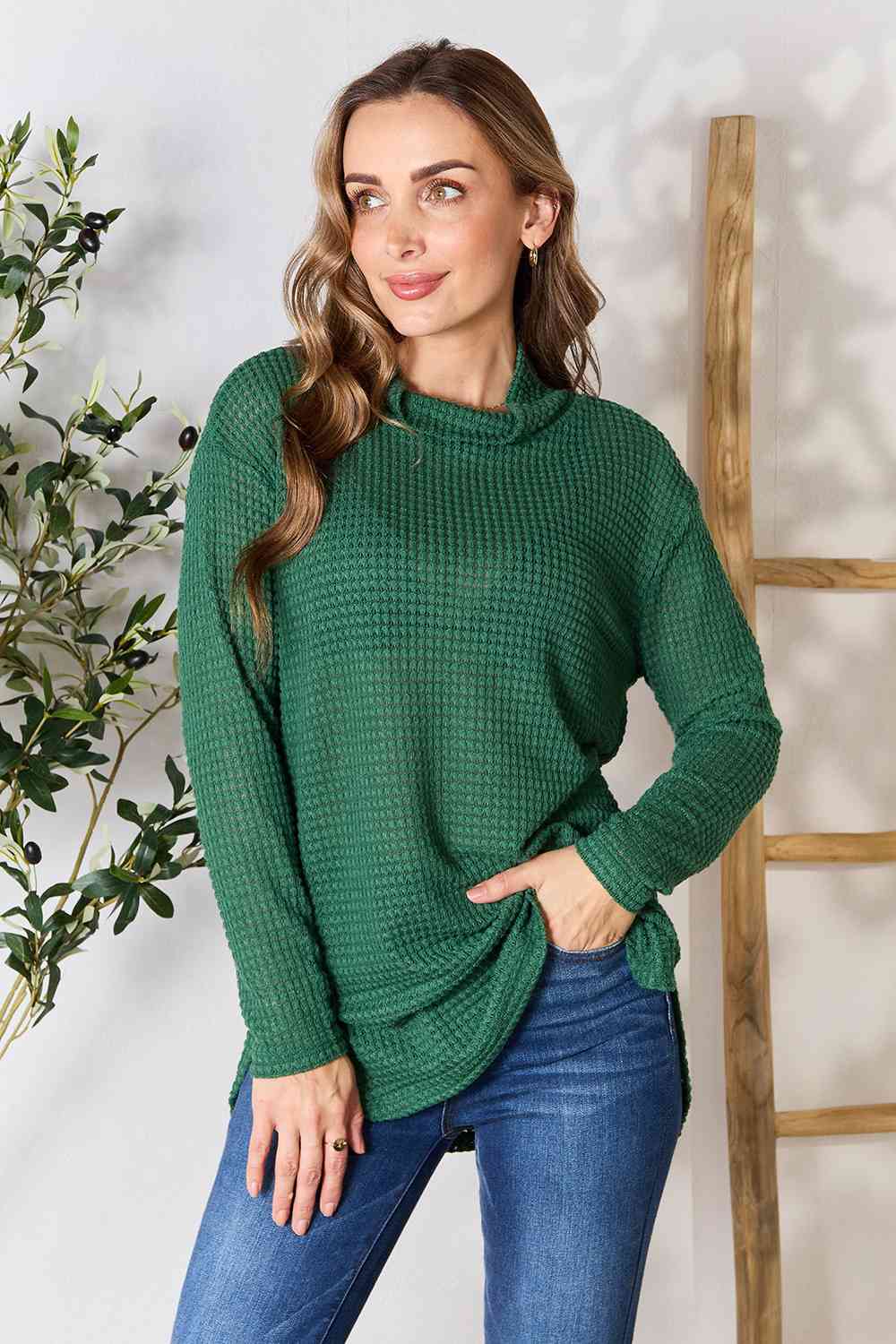Carly - Dropped Shoulder Long Sleeve Slit Blouse