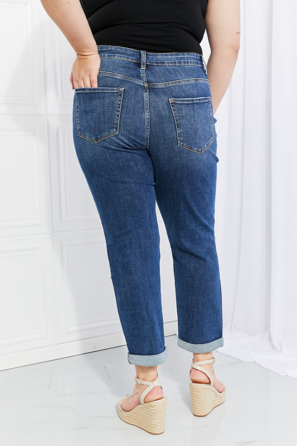 Cheri - Vervet by Flying Monkey Full Size Distressed Cropped Jeans with Pockets