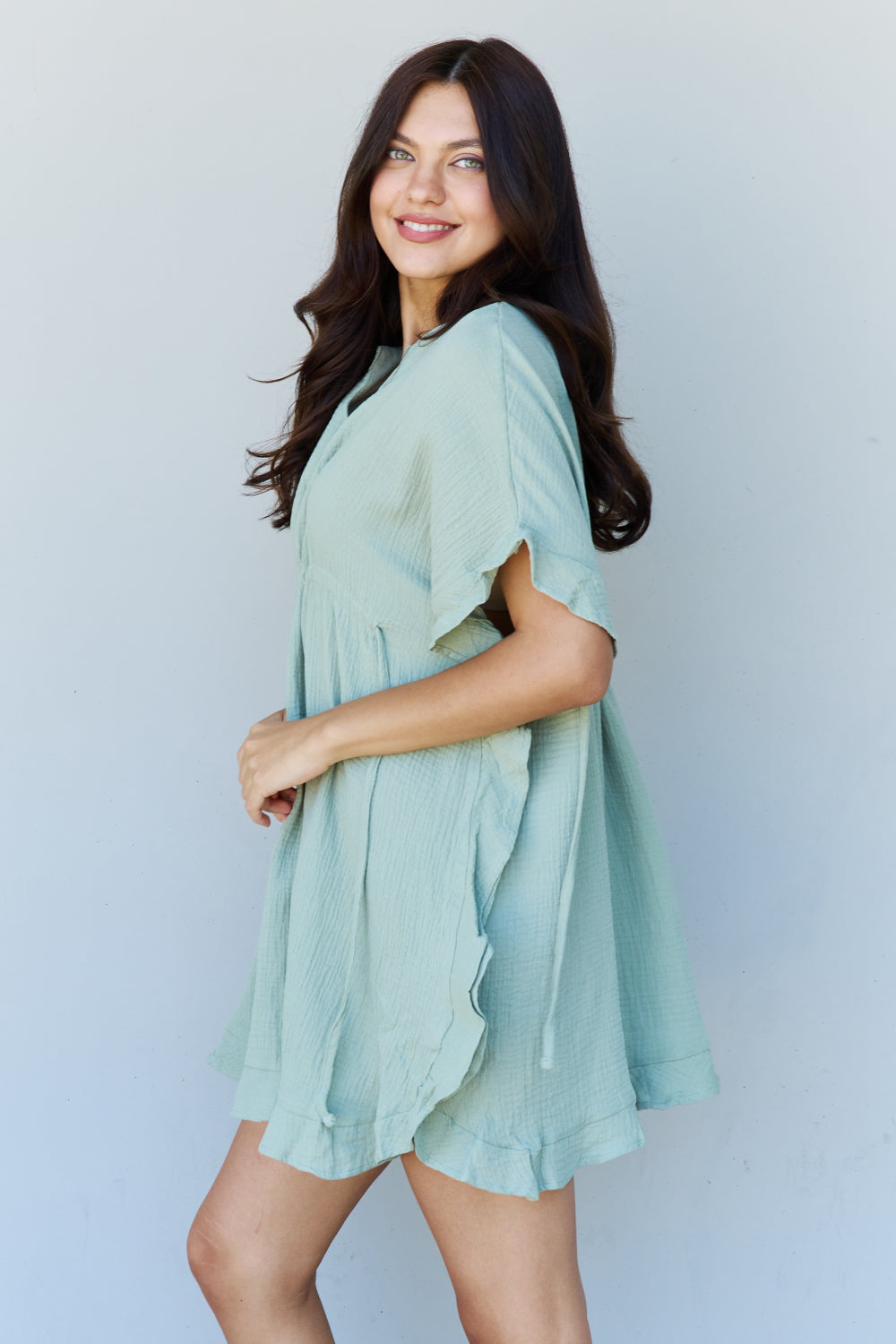 Cara - Ruffle Hem Dress with Drawstring Waistband