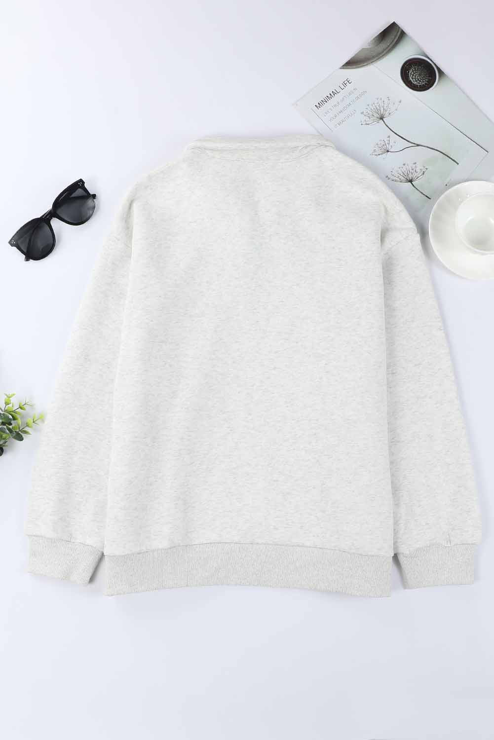 Ronda - Quarter Zip Dropped Shoulder Sweatshirt