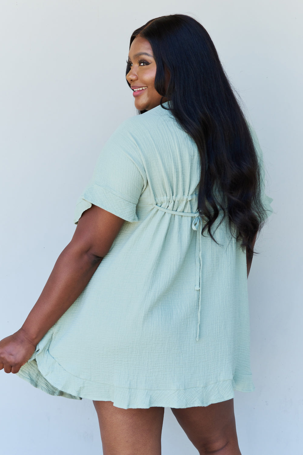 Cara - Ruffle Hem Dress with Drawstring Waistband