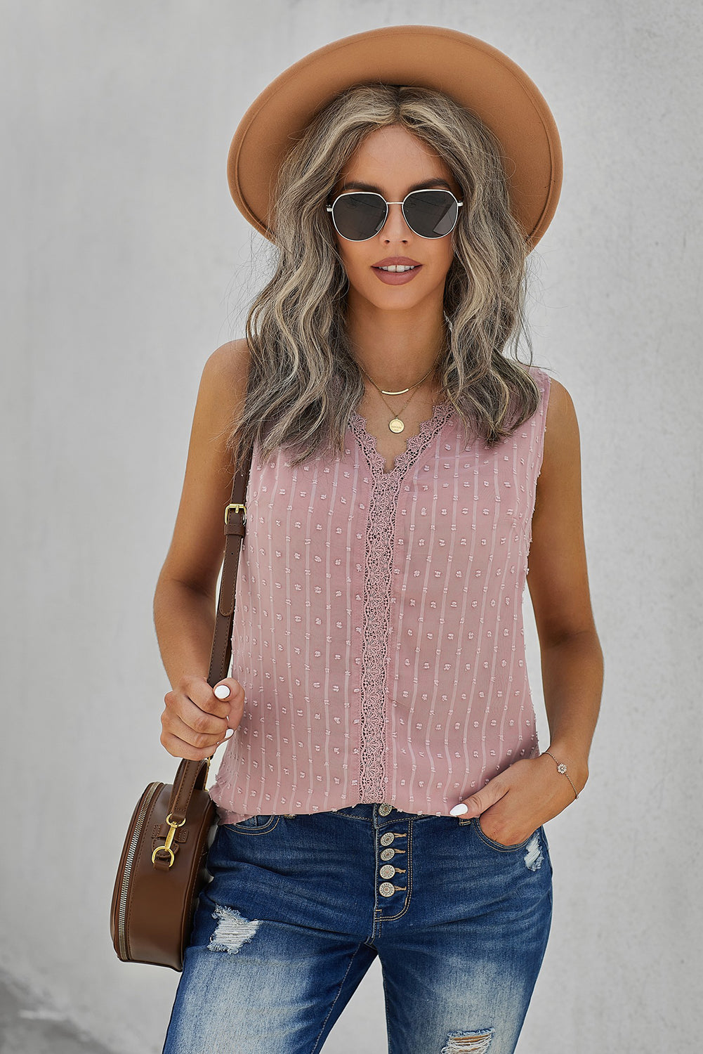 Cherie - Swiss Dot Lace Tank