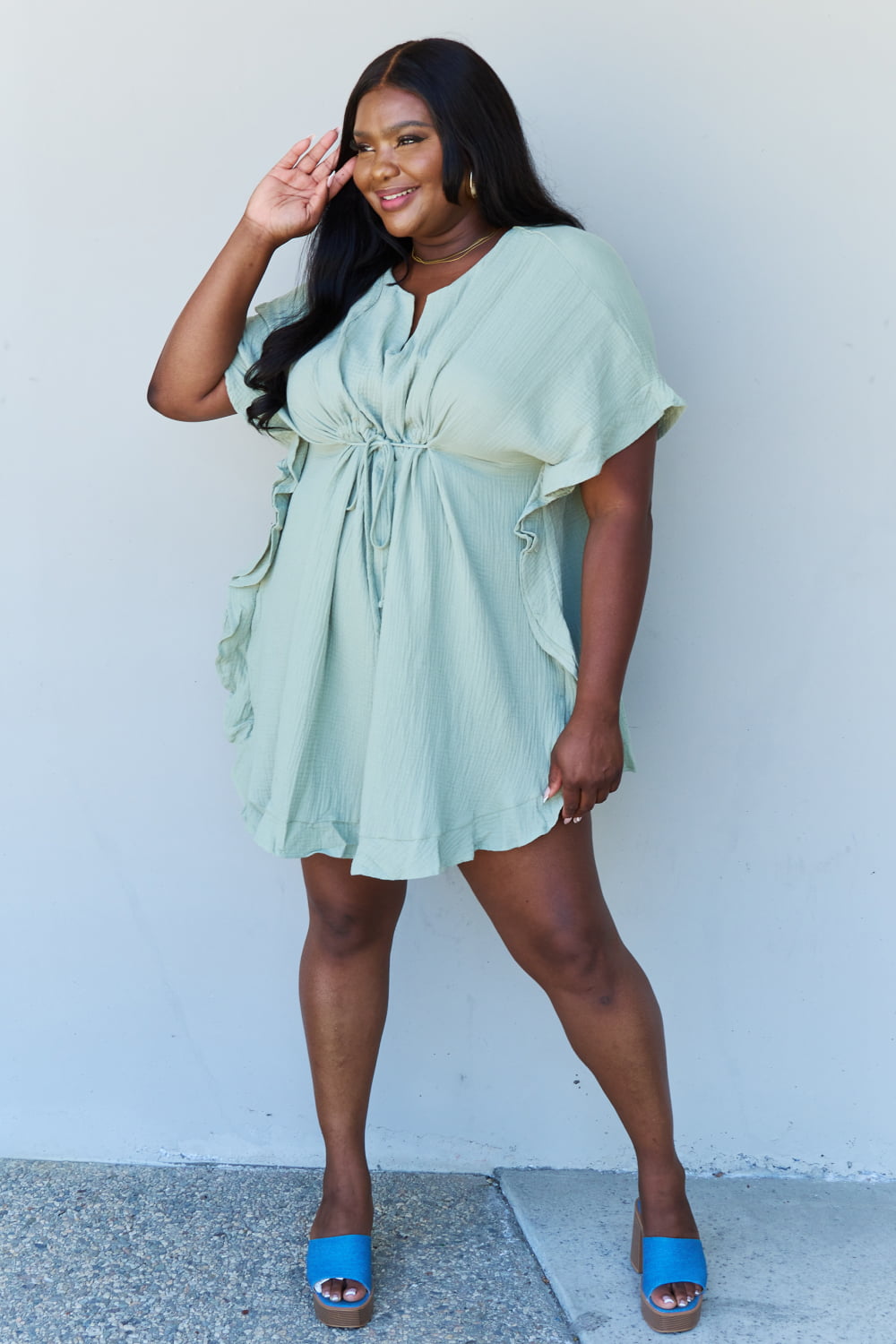 Cara - Ruffle Hem Dress with Drawstring Waistband
