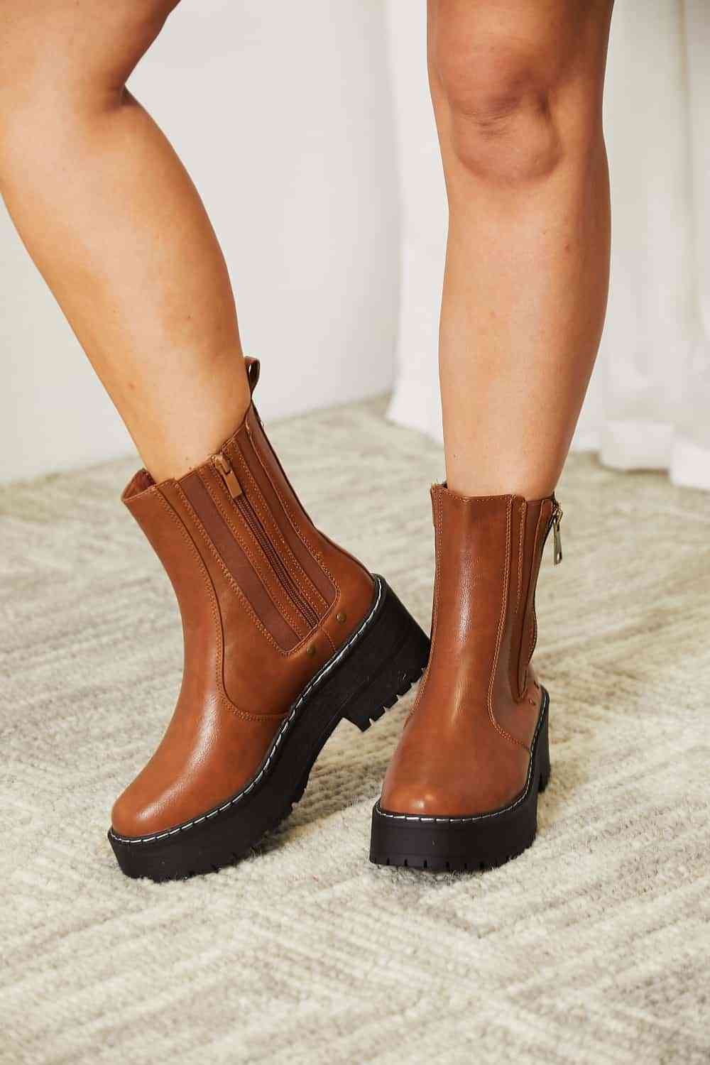 Freya - Side Zip Platform Boots