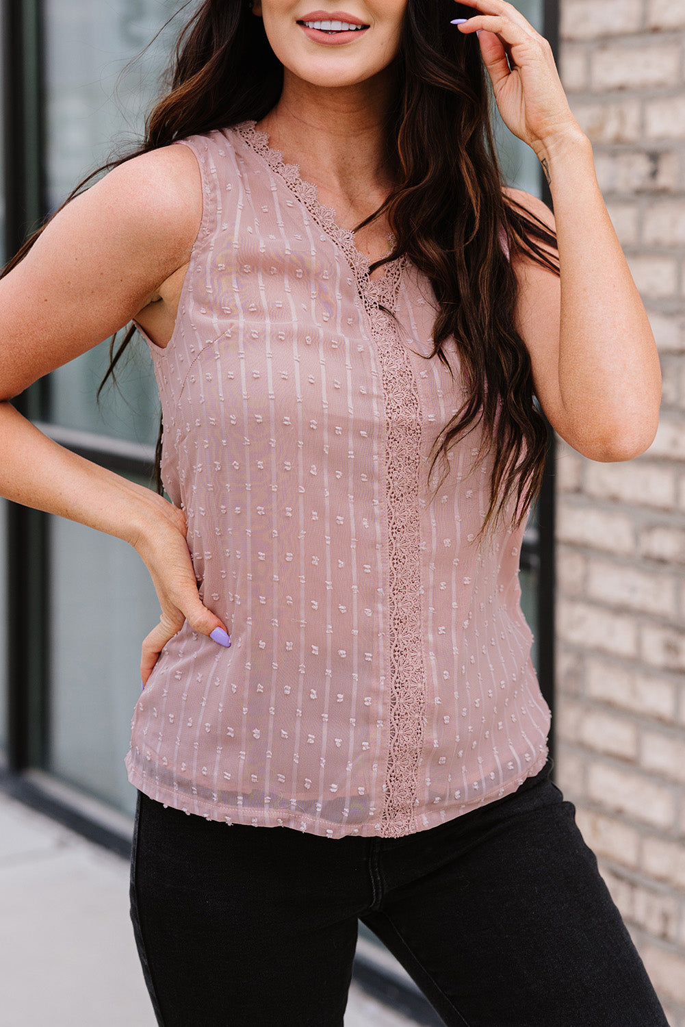 Cherie - Swiss Dot Lace Tank