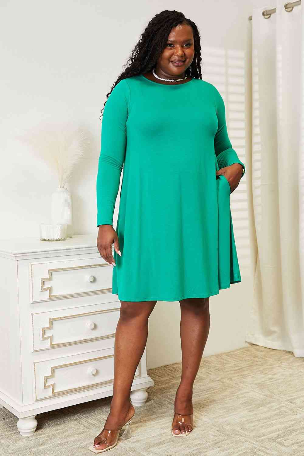 Shannon - Zenana Long Sleeve Flare Dress with Pockets