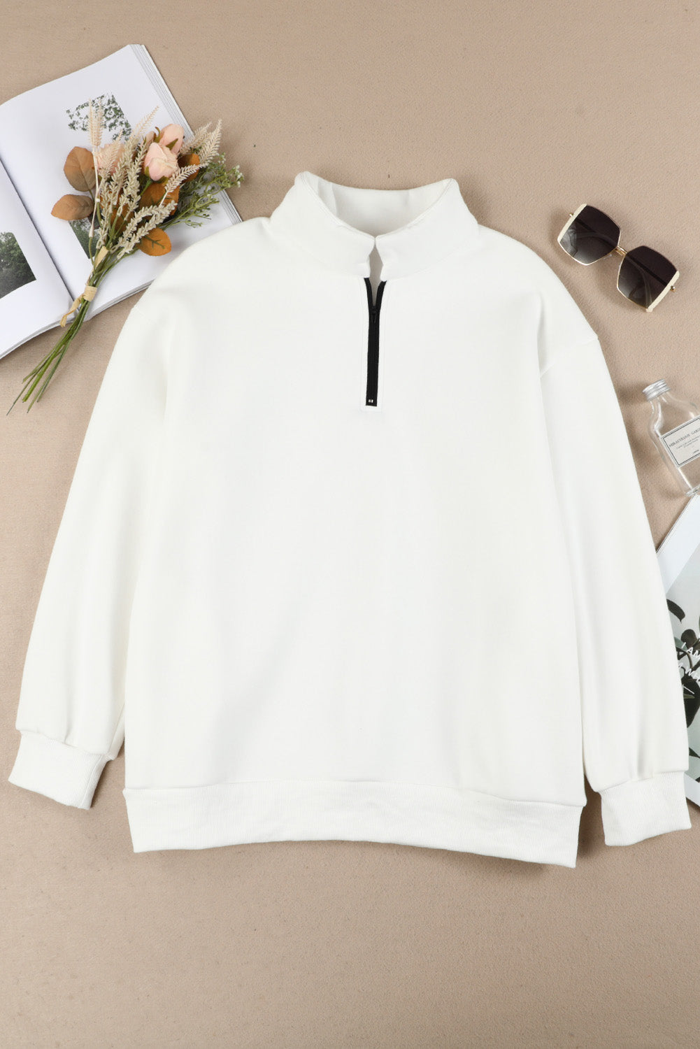 Ronda - Quarter Zip Dropped Shoulder Sweatshirt
