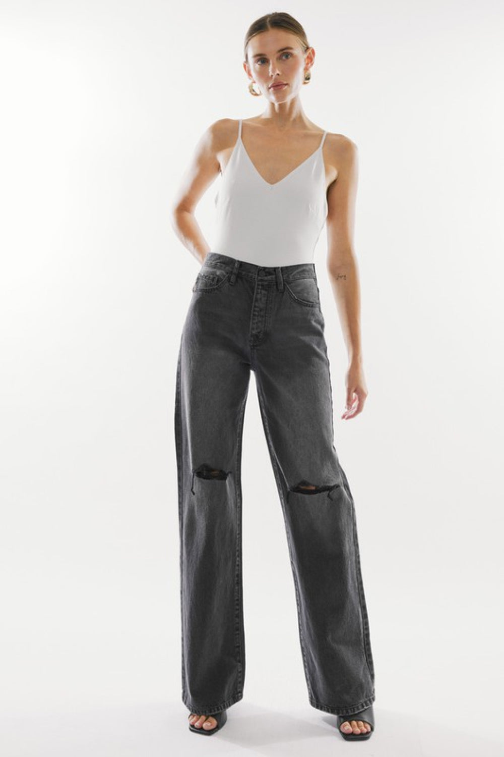 Amanda - Kancan High Waist Distressed Knee Jeans