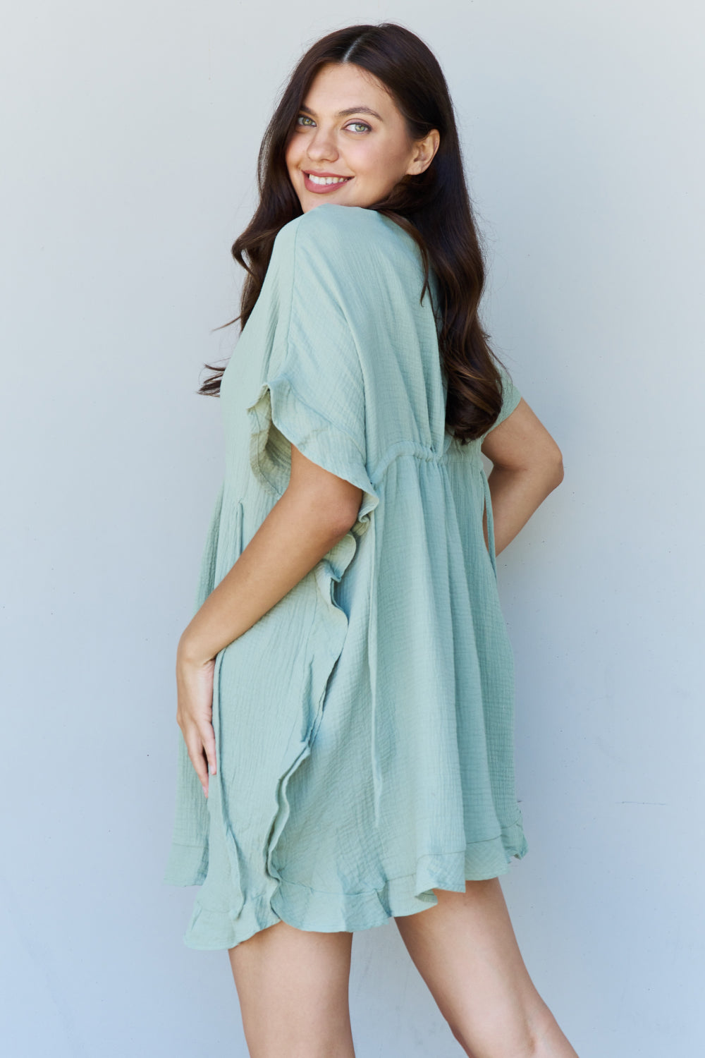 Cara - Ruffle Hem Dress with Drawstring Waistband