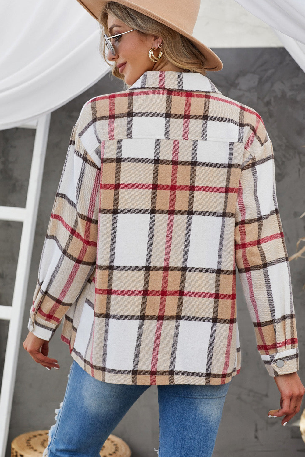 Carmelina - Plaid Button-Up Shirt Jacket