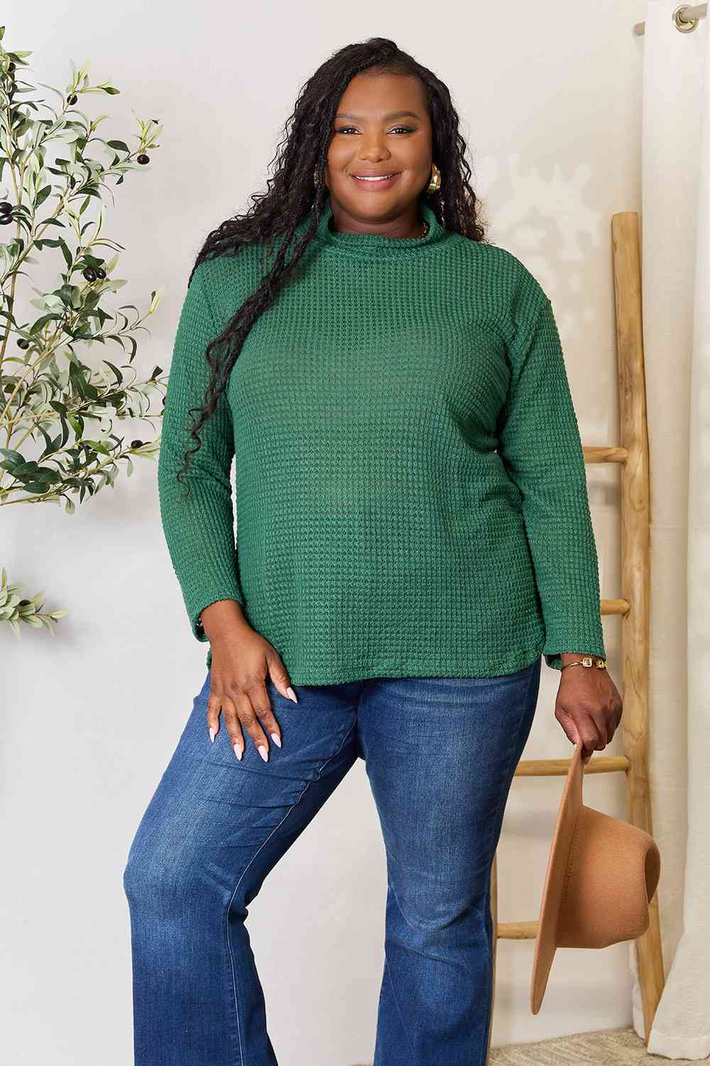 Carly - Dropped Shoulder Long Sleeve Slit Blouse