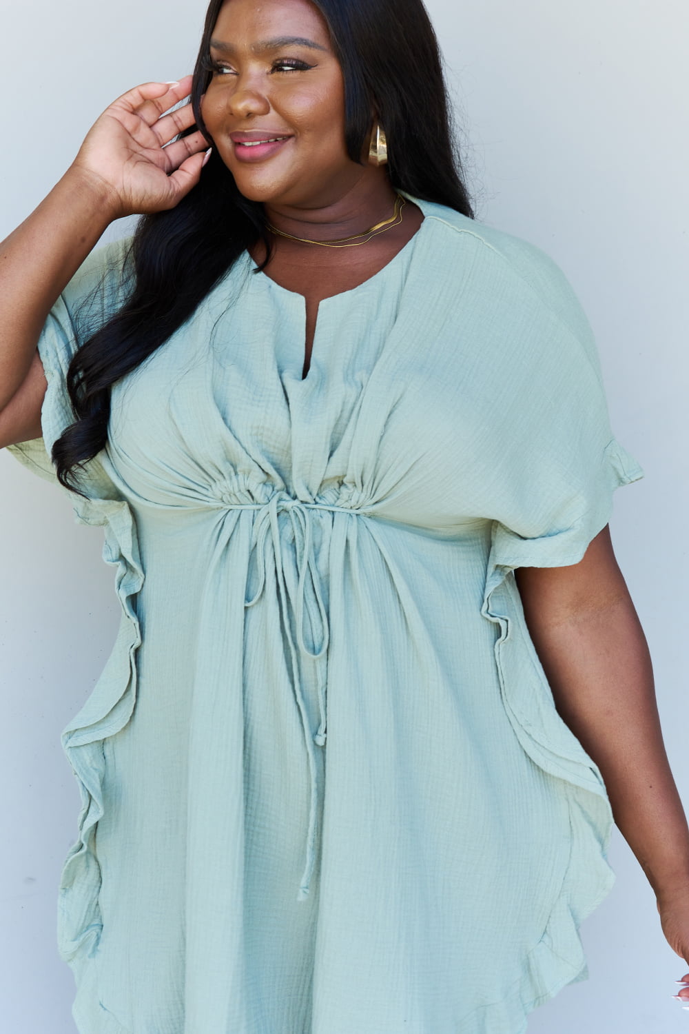 Cara - Ruffle Hem Dress with Drawstring Waistband