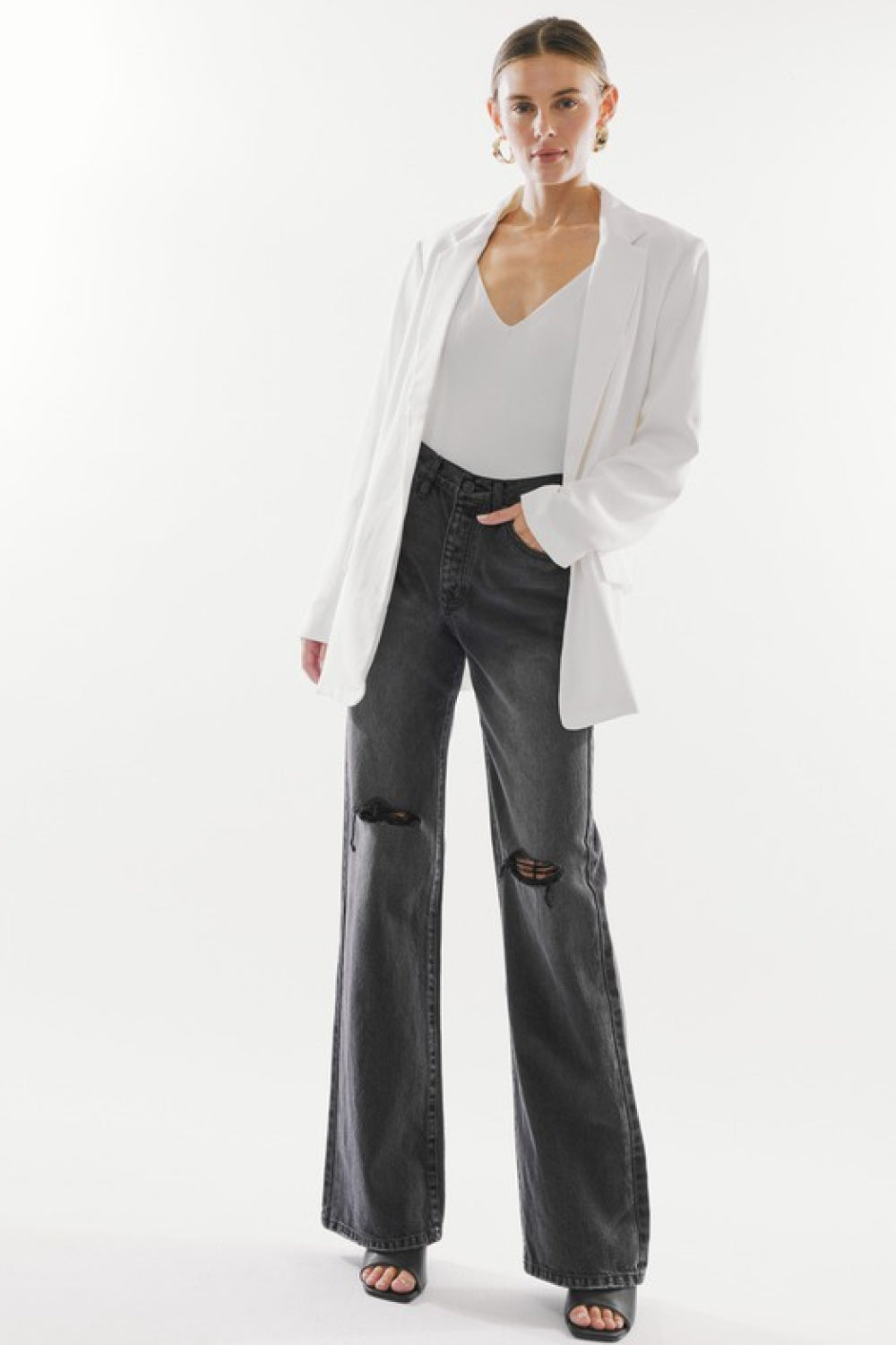 Amanda - Kancan High Waist Distressed Knee Jeans