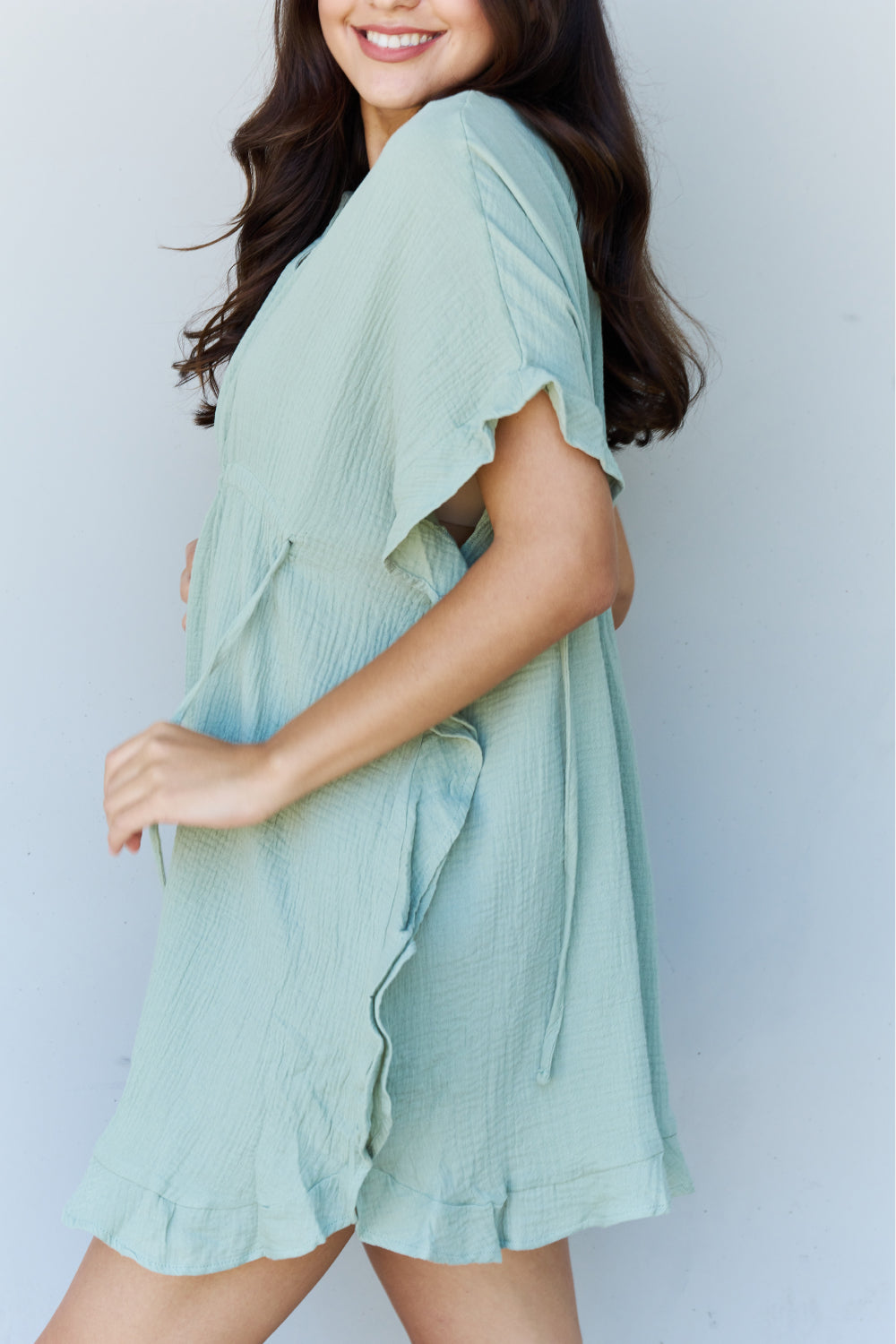 Cara - Ruffle Hem Dress with Drawstring Waistband