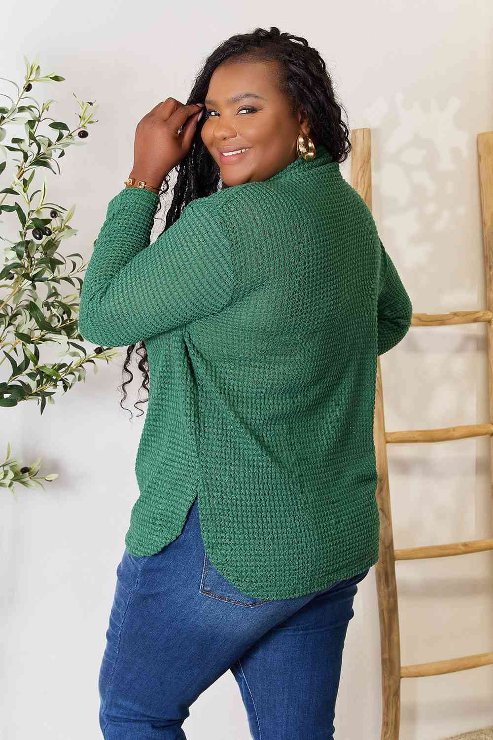 Carly - Dropped Shoulder Long Sleeve Slit Blouse
