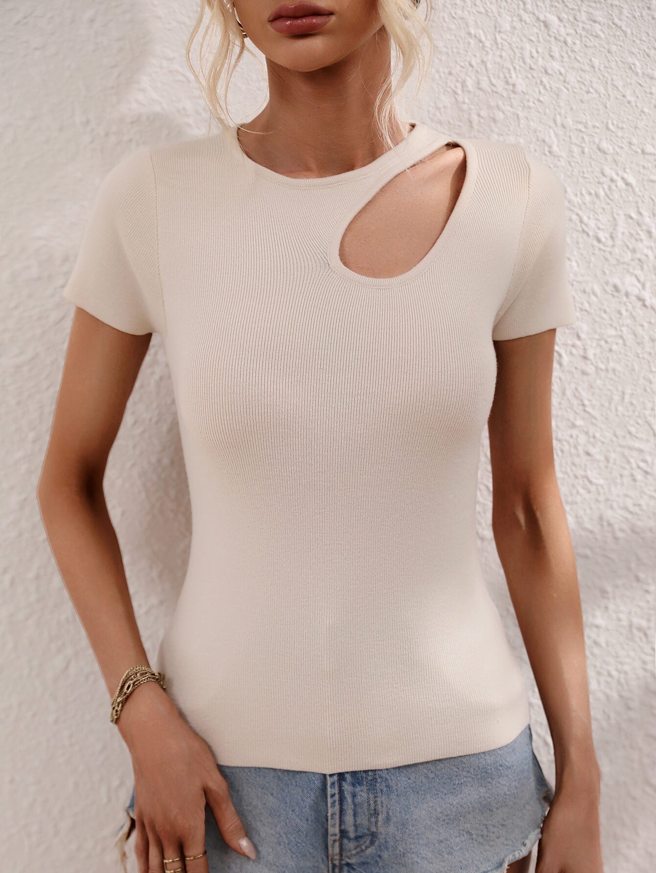 Blaire - Collar Cutout Knit Top