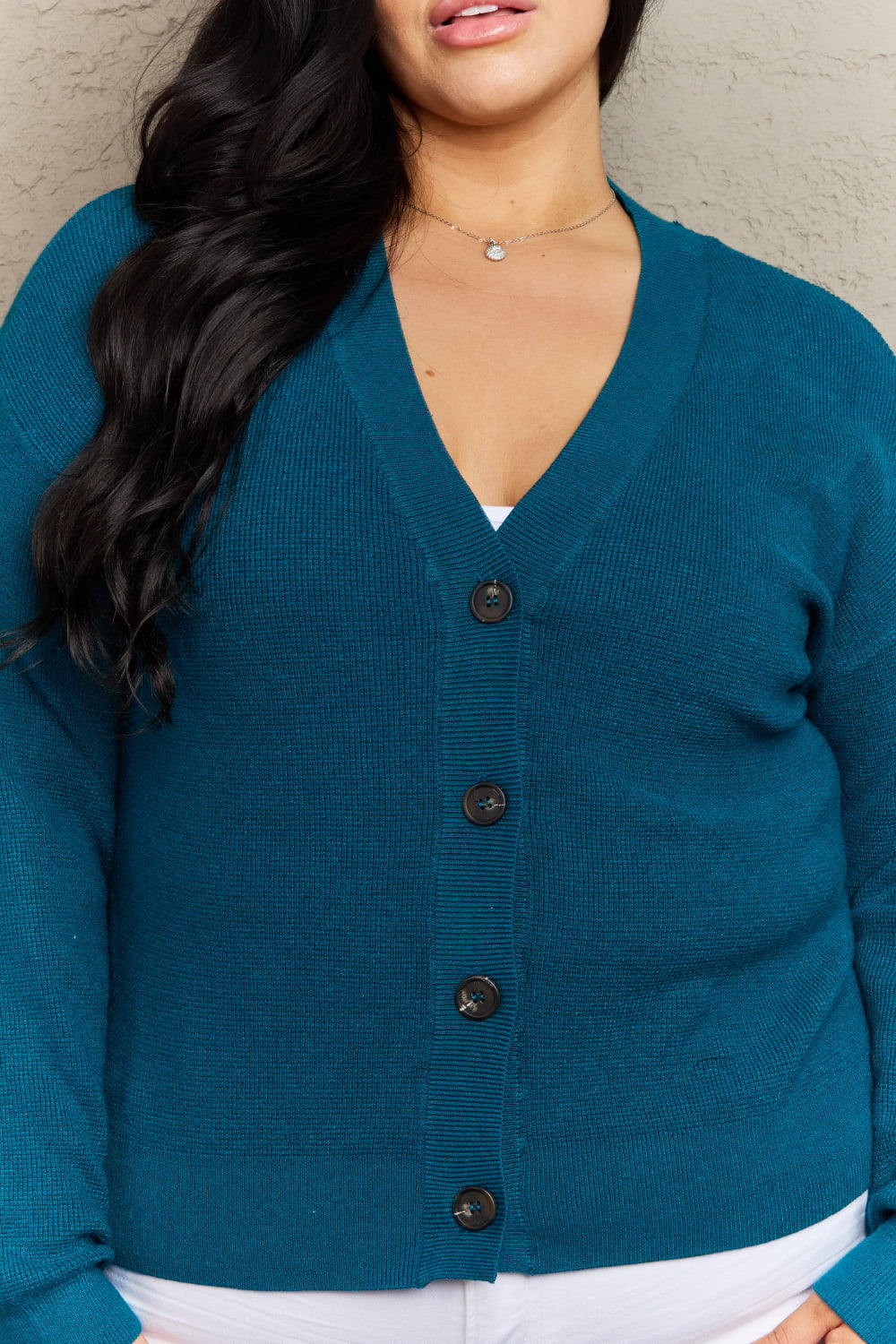 Toby - Zenana Button Down Cardigan in Teal