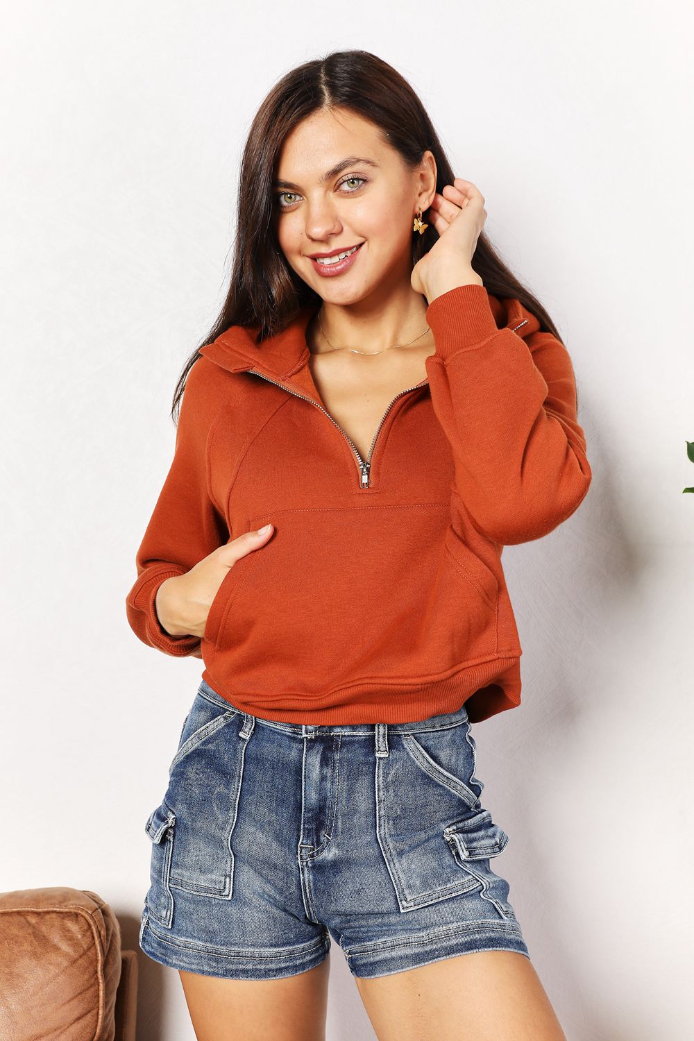 Kourtney - Double Take Half-Zip Long Sleeve Hoodie