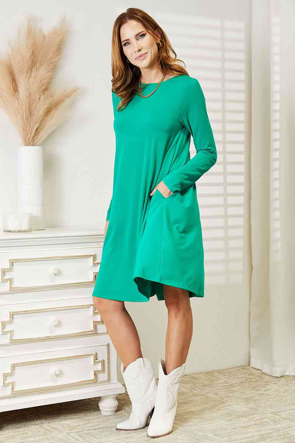 Shannon - Zenana Long Sleeve Flare Dress with Pockets