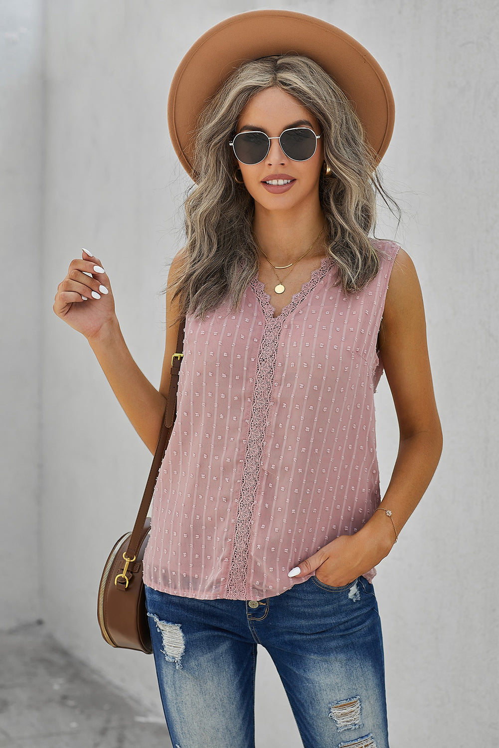 Cherie - Swiss Dot Lace Tank
