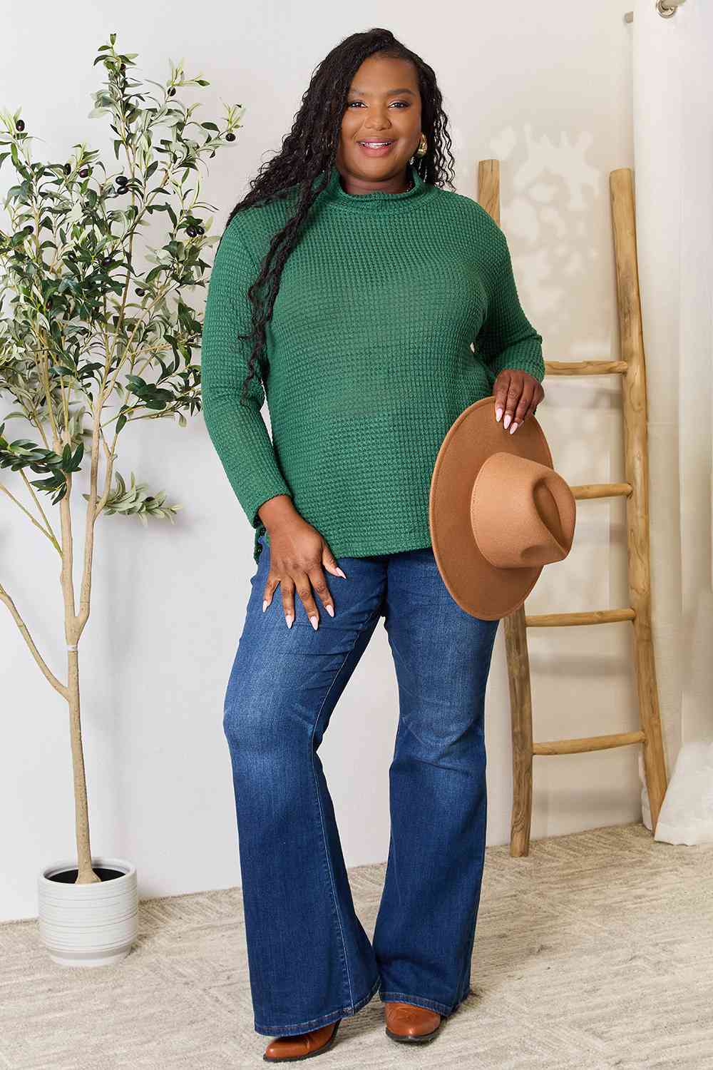 Carly - Dropped Shoulder Long Sleeve Slit Blouse