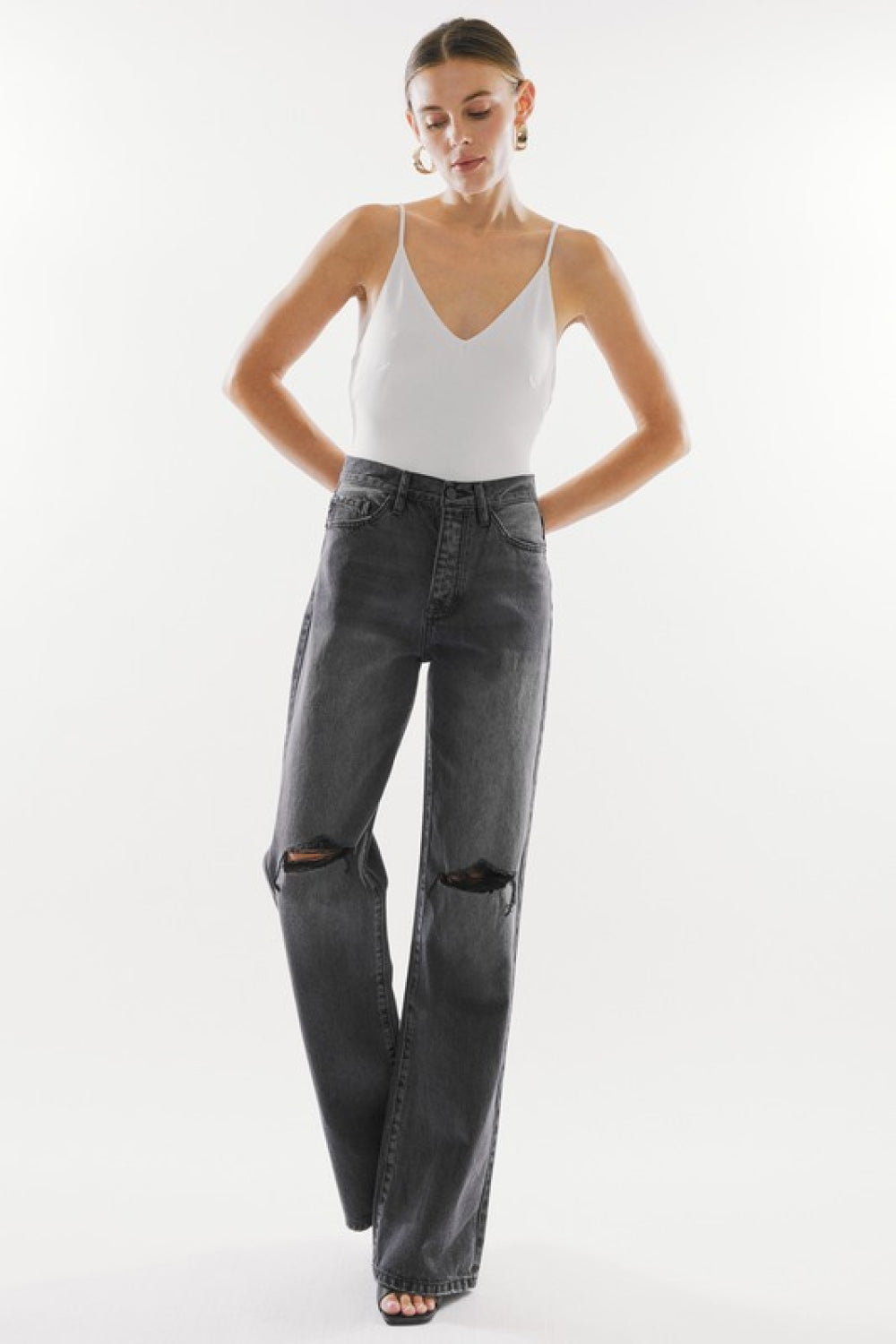 Amanda - Kancan High Waist Distressed Knee Jeans