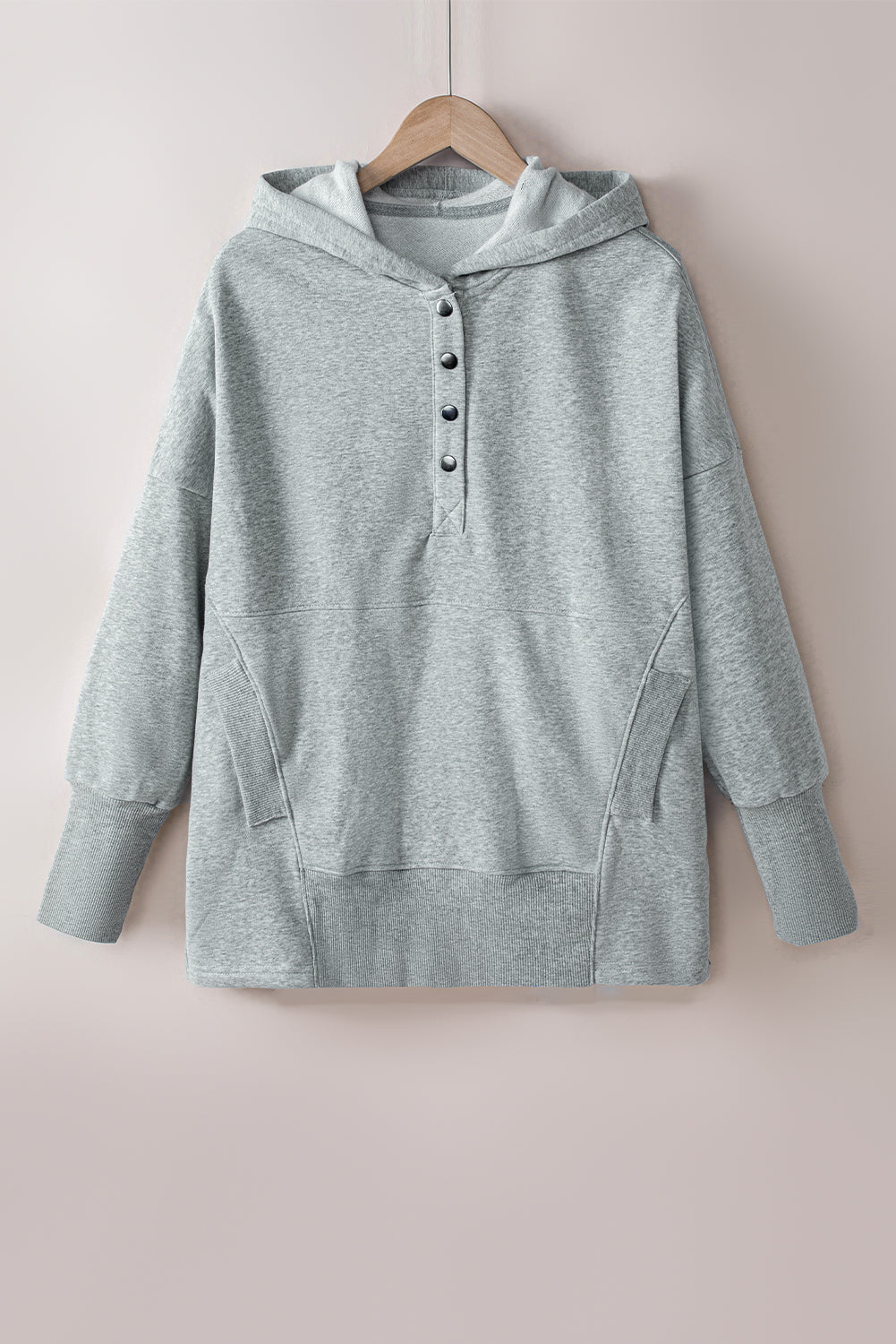 Tasha - Quarter-Snap Dropped Shoulder Hoodie