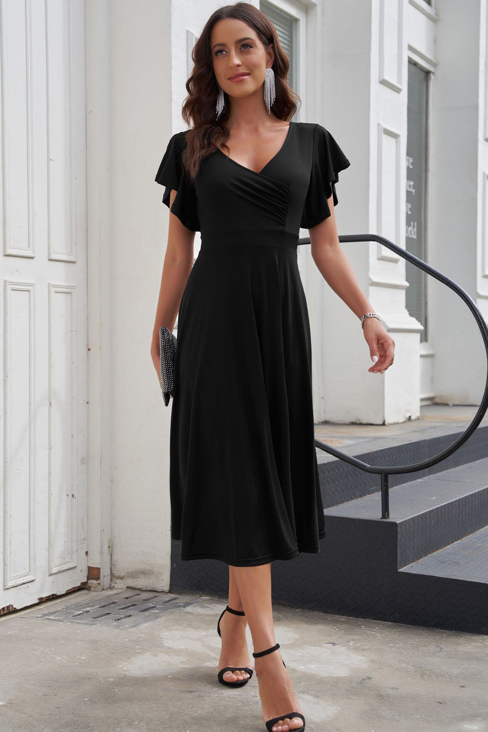 Holly - Flutter Sleeve Midi Dress