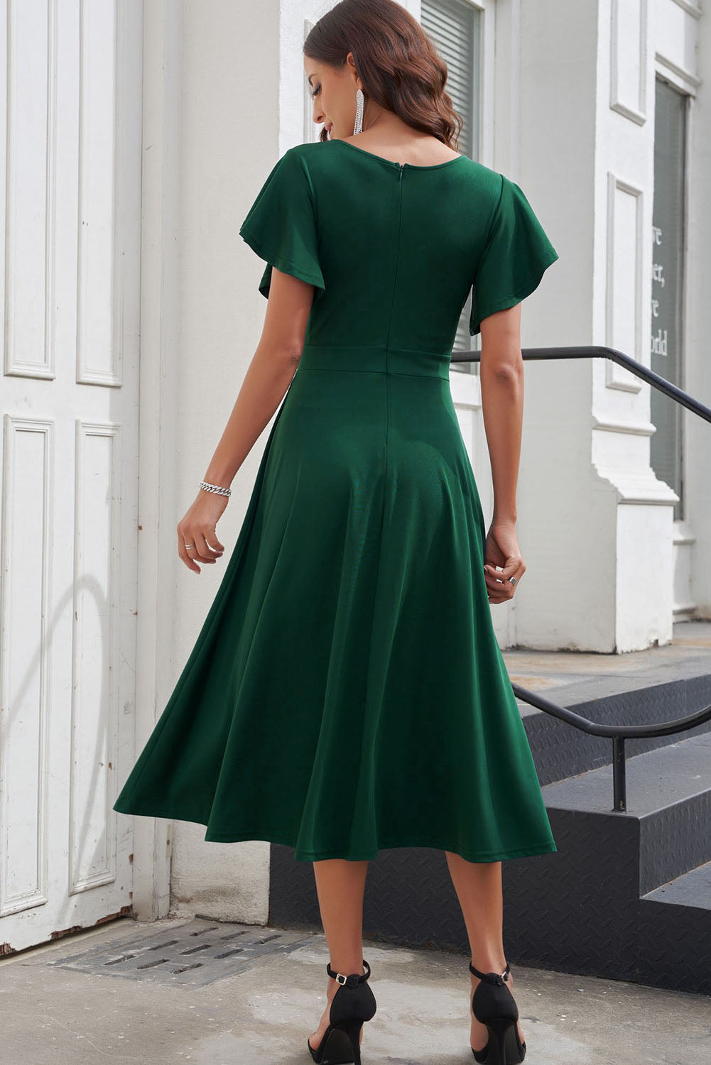 Holly - Flutter Sleeve Midi Dress