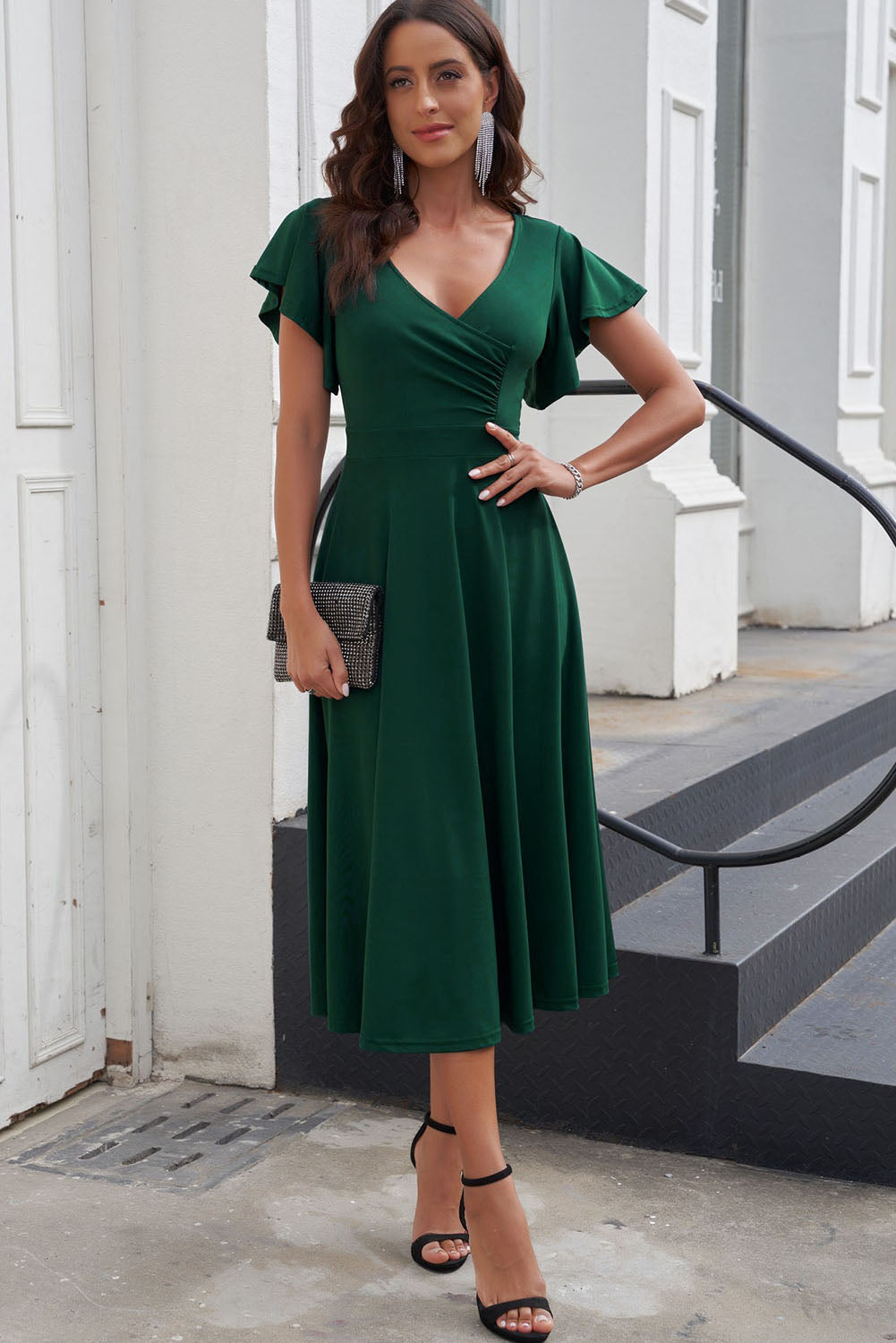 Holly - Flutter Sleeve Midi Dress