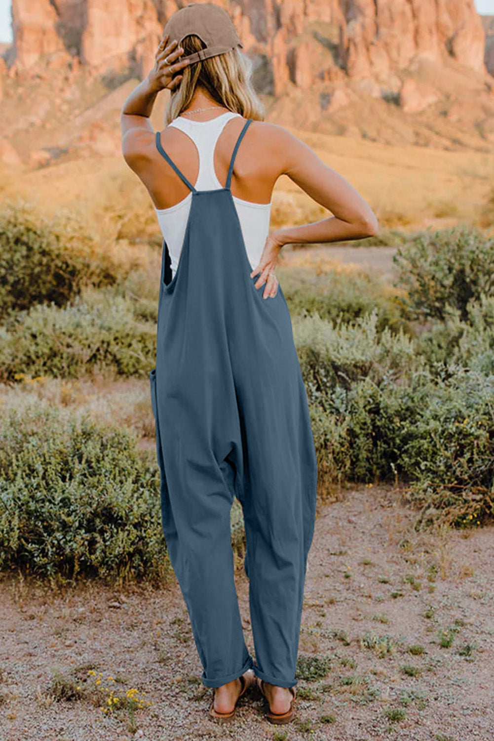 Essie - V-Neck Sleeveless Jumpsuit with Pocket