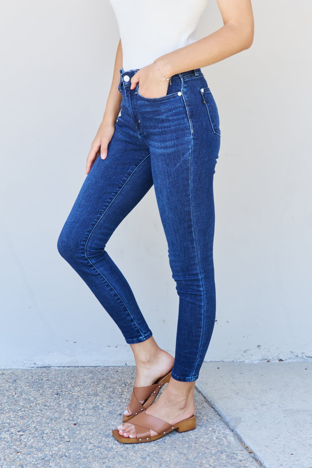 Bridget - Mid/High-Rise Crinkle Ankle Skinny Jeans