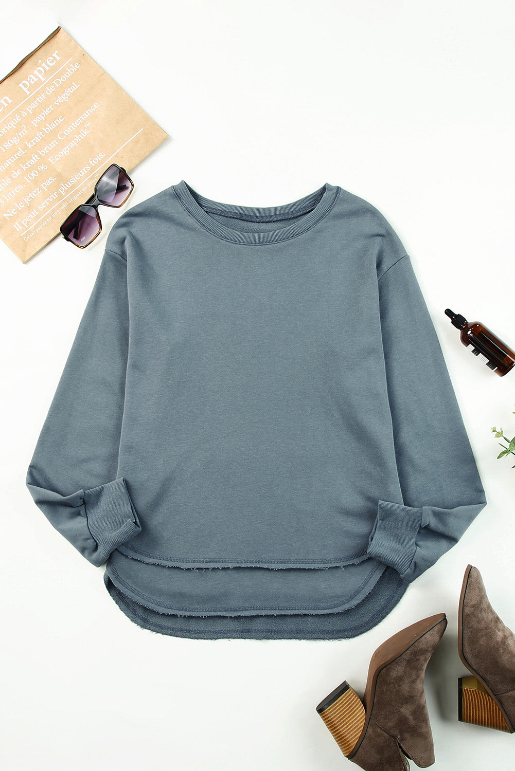 Rita - Side Slit Drop Shoulder Sweatshirt