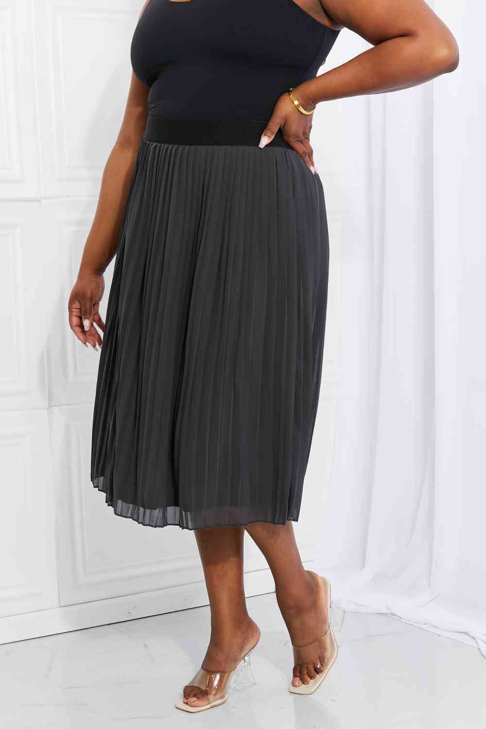 Irene - Zenana Pleated Chiffon Midi Skirt