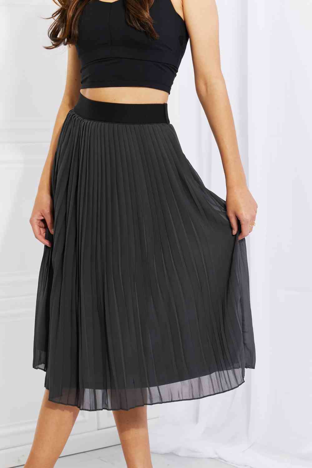 Irene - Zenana Pleated Chiffon Midi Skirt