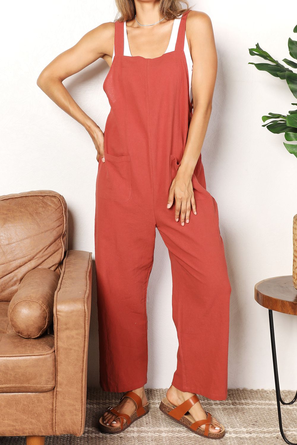 Hazel - Wide Leg Overalls with Front Pockets