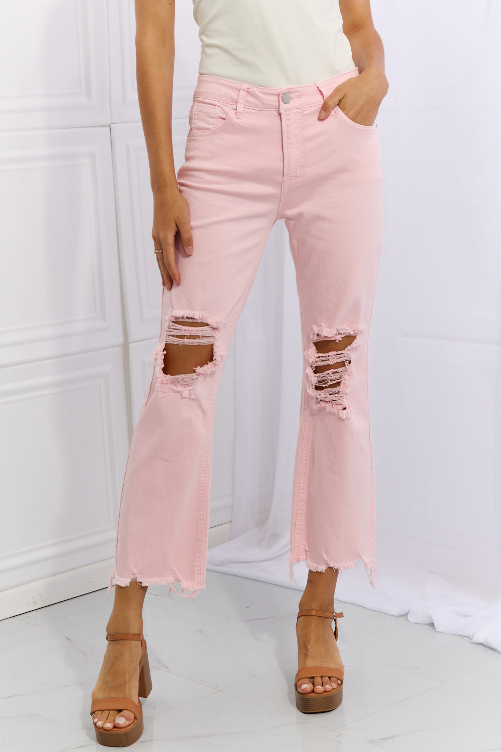 Hailey - Distressed Ankle Flare Jeans