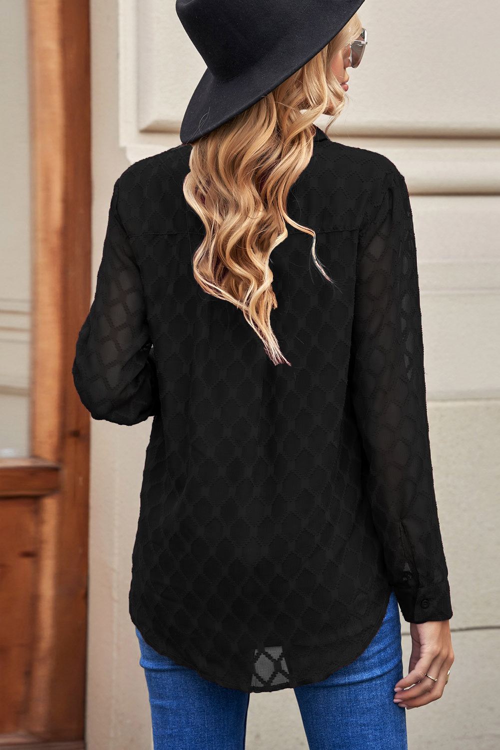 Allison - Diamond Button-Up Long Sleeve Shirt