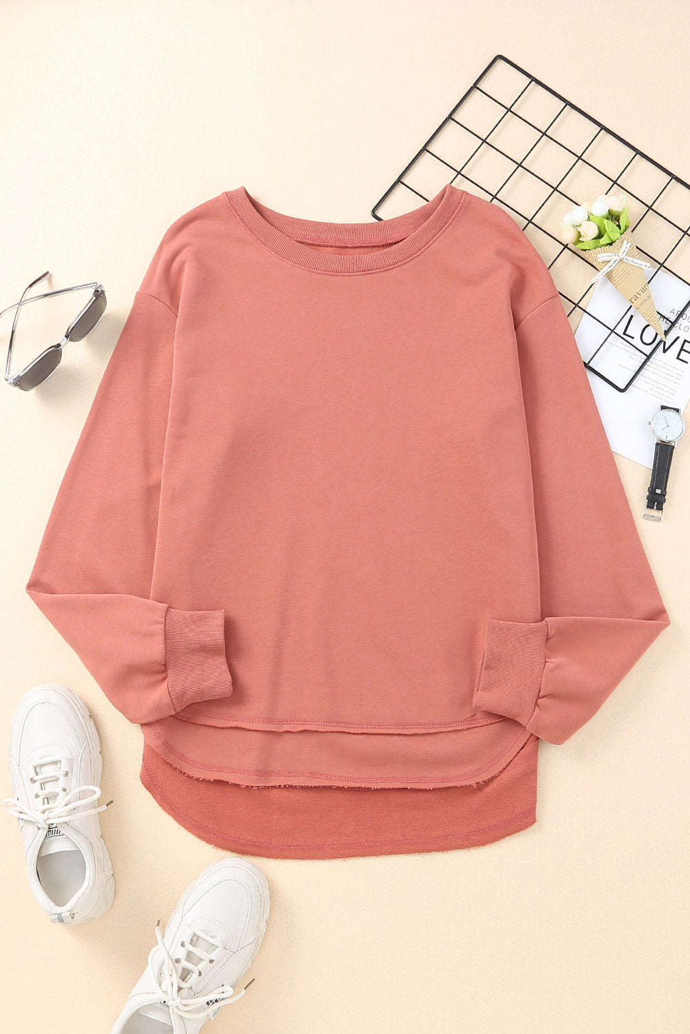 Rita - Side Slit Drop Shoulder Sweatshirt