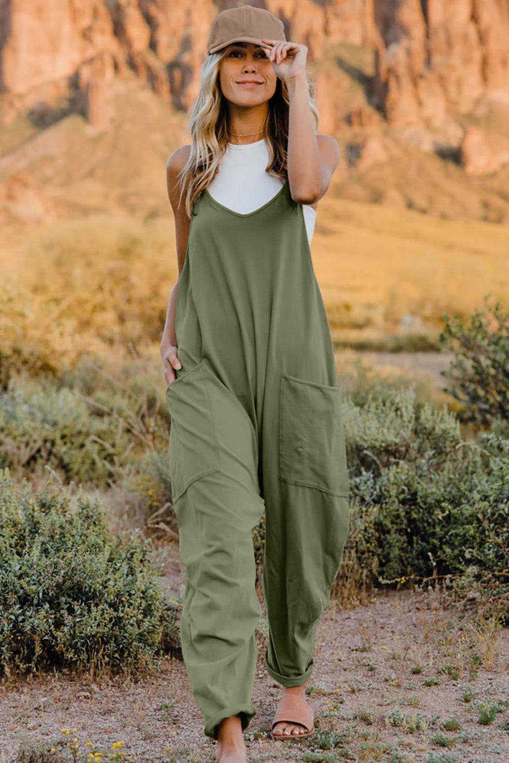 Essie - V-Neck Sleeveless Jumpsuit with Pocket