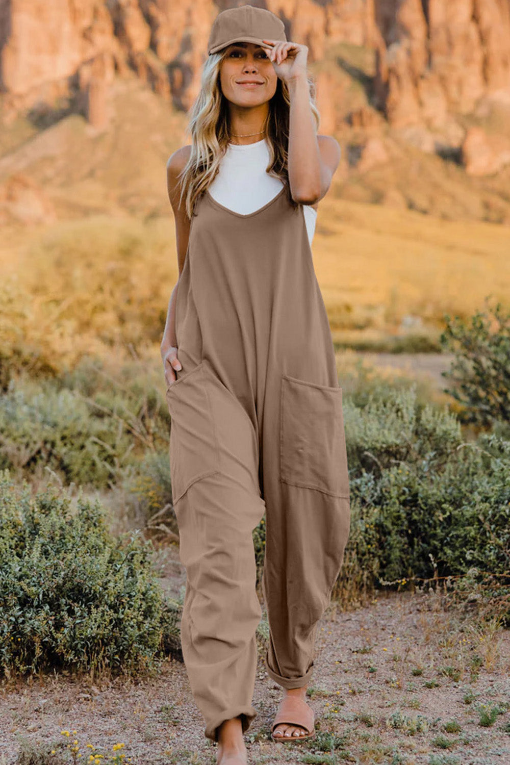 Essie - V-Neck Sleeveless Jumpsuit with Pocket