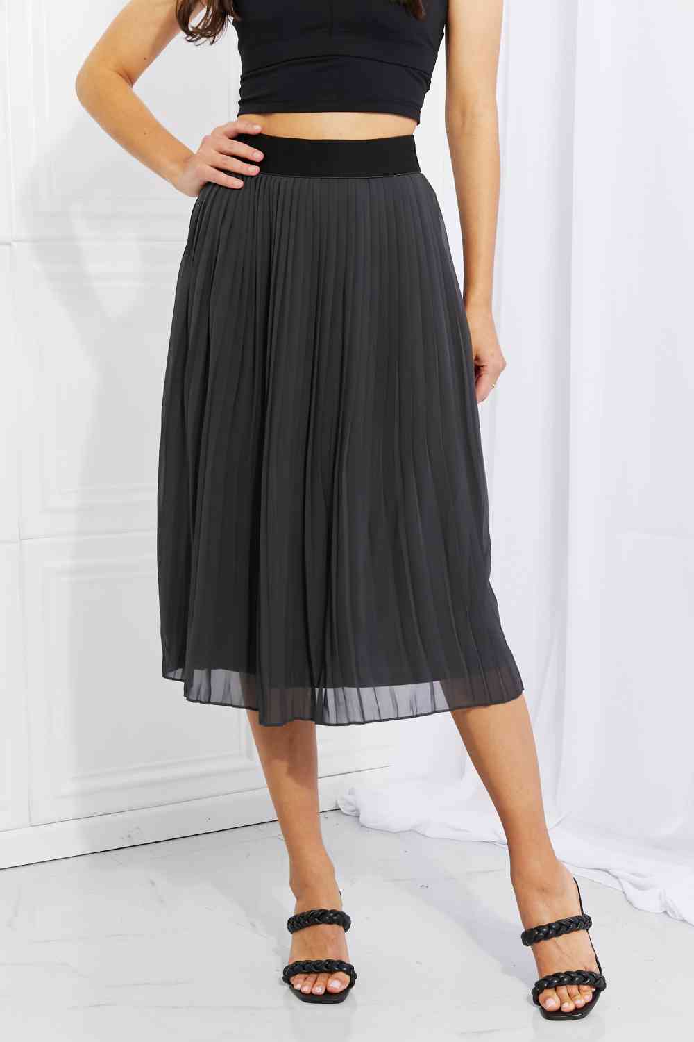 Irene - Zenana Pleated Chiffon Midi Skirt