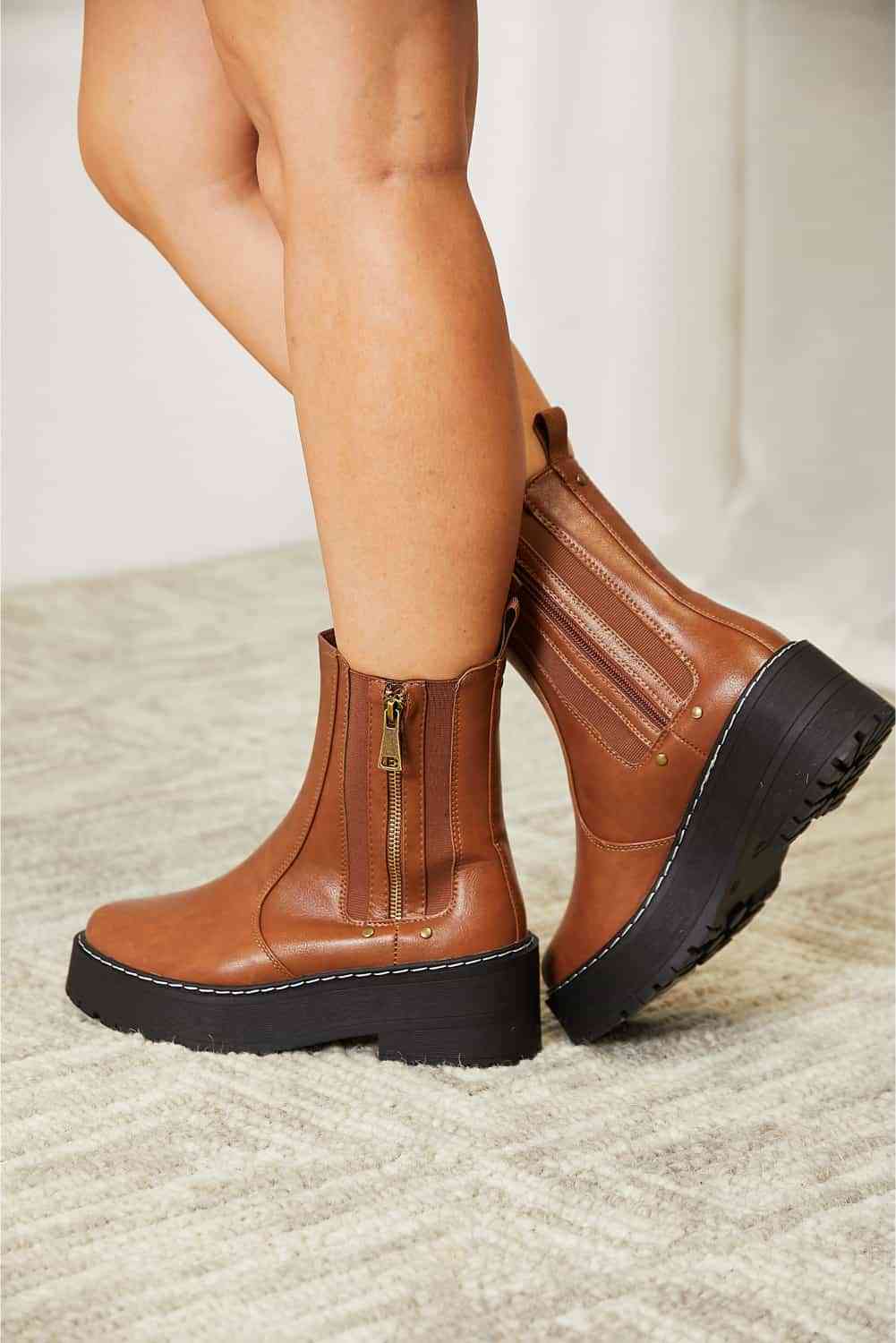 Freya - Side Zip Platform Boots