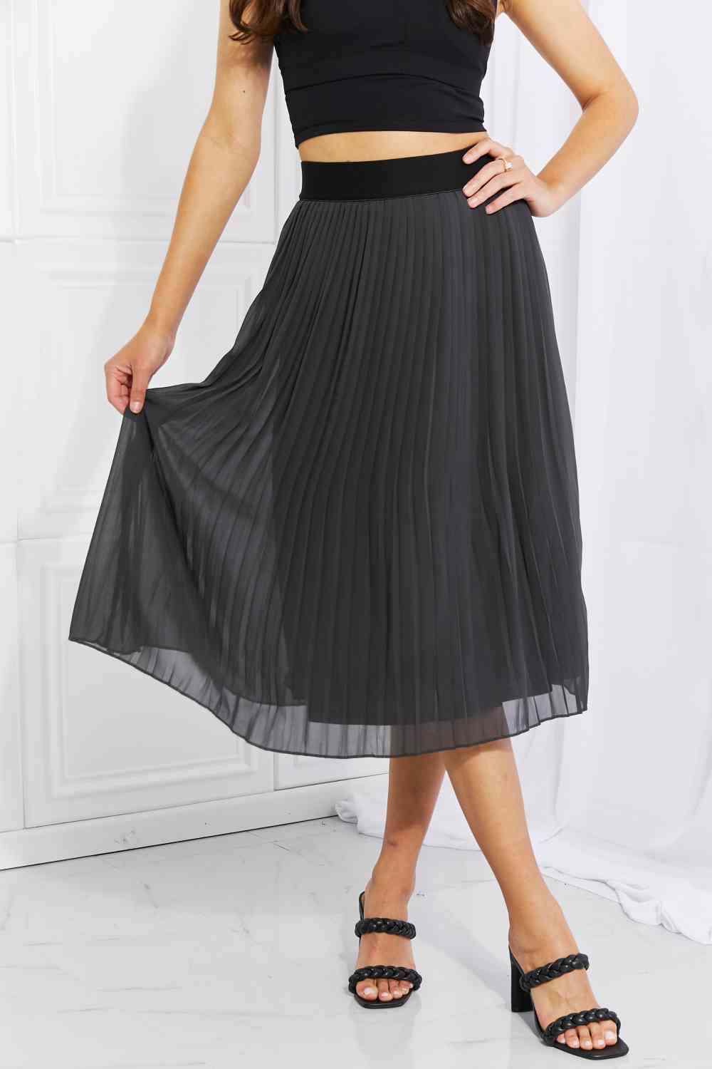 Irene - Zenana Pleated Chiffon Midi Skirt