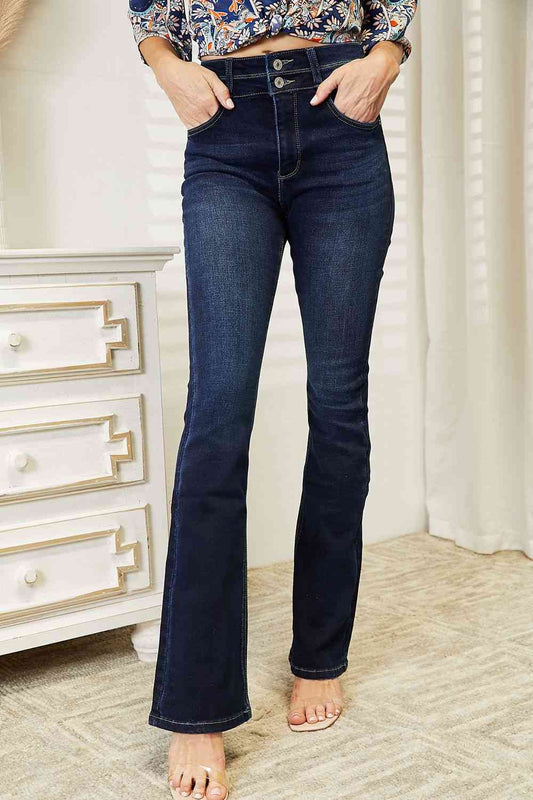 Heidi - Kancan High Rise Wide Waistband Bootcut Jeans