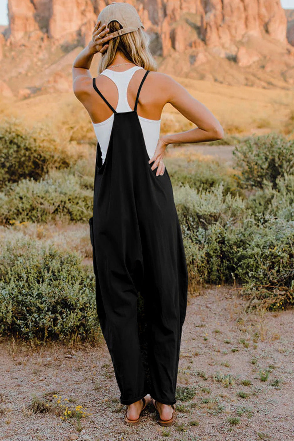 Essie - V-Neck Sleeveless Jumpsuit with Pocket