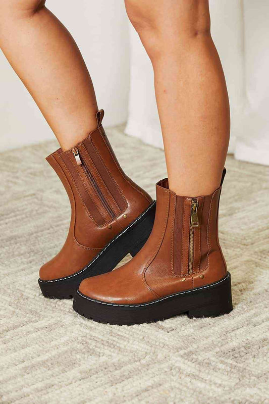 Freya - Side Zip Platform Boots