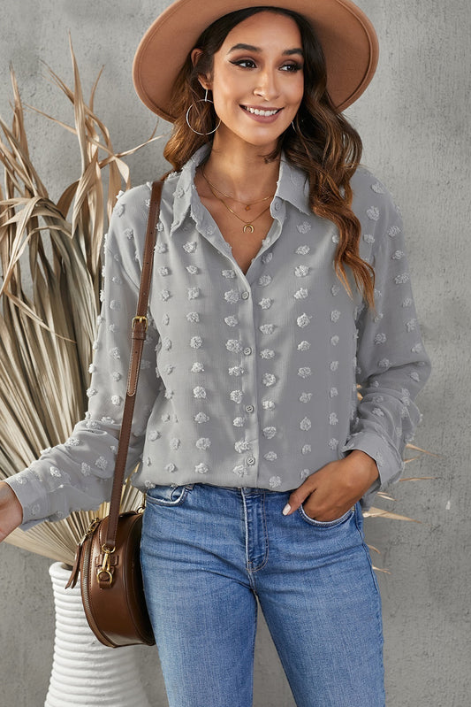 Bryn - Fray Dot Button-Up Shirt