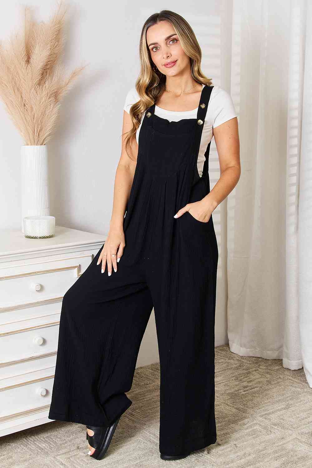 Rebecca - Wide Leg Overalls with Pockets