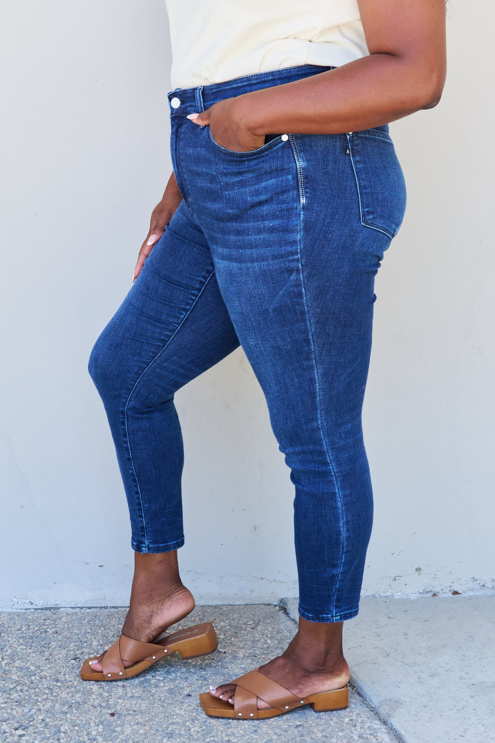 Bridget - Mid/High-Rise Crinkle Ankle Skinny Jeans